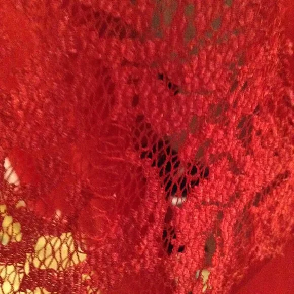 Vintage 1990s '90s Victoria's Secret Red Satin Robe with Belt - Picture 5 of 8